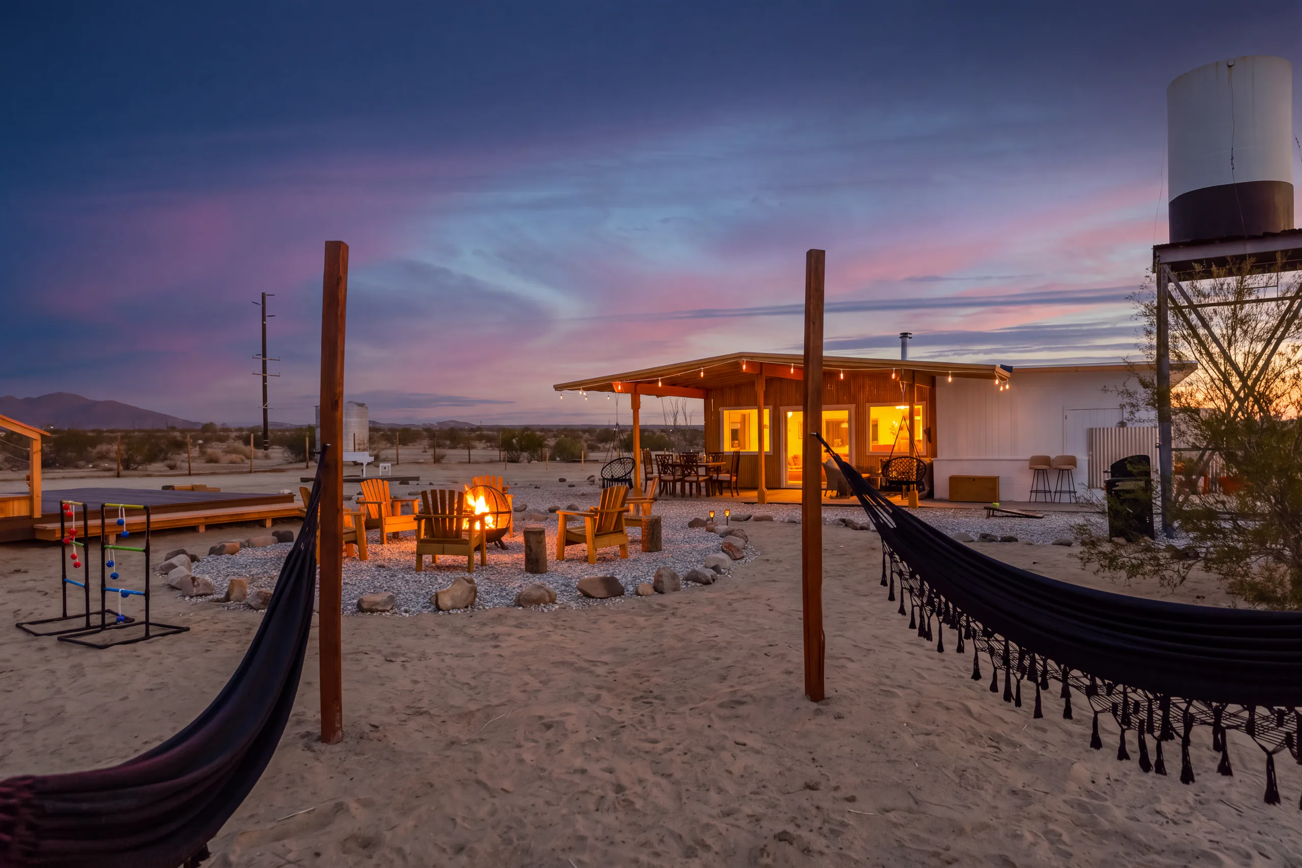 Fire pit and hammocks